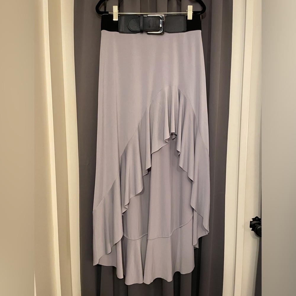 Venus Skirt High-Low with Attached Belt Size M Gray.